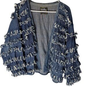 Vintage Paula Sweet Womens Plaid Fringe Cardigan Jacket Boho Lagenlook Retro